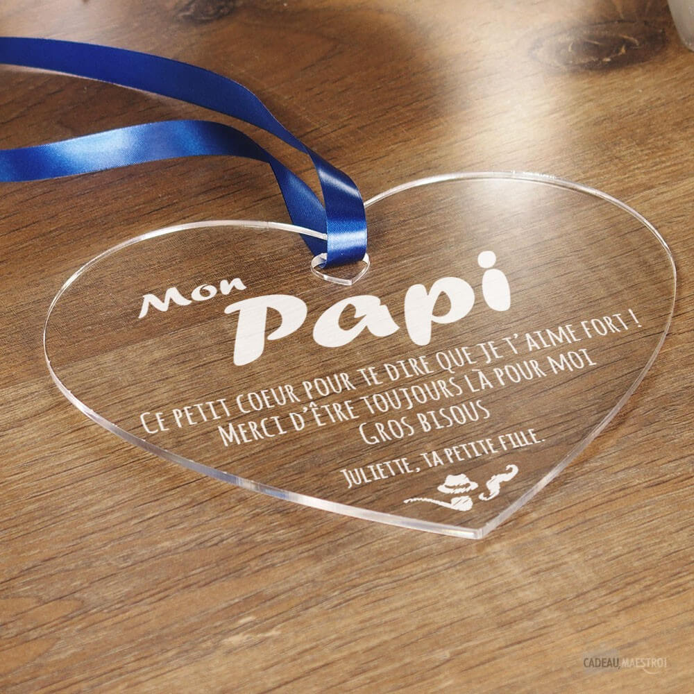 Coeur Papy à Personnaliser - Cœur Gravé CadoMaestro