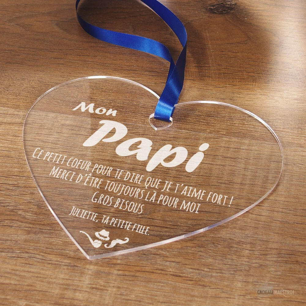 Coeur Papy à Personnaliser - Cœur Gravé