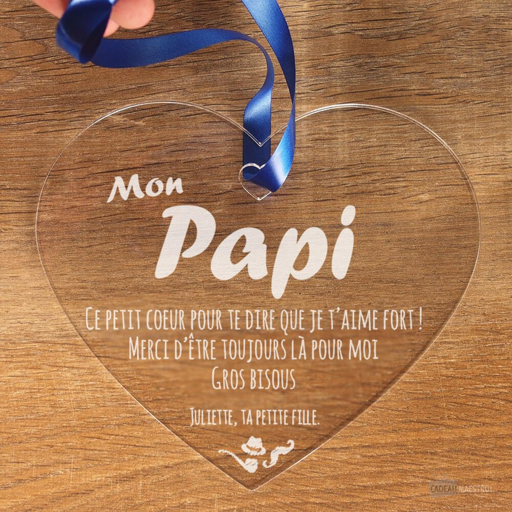 Coeur Papy à Personnaliser - Cœur Gravé CadoMaestro