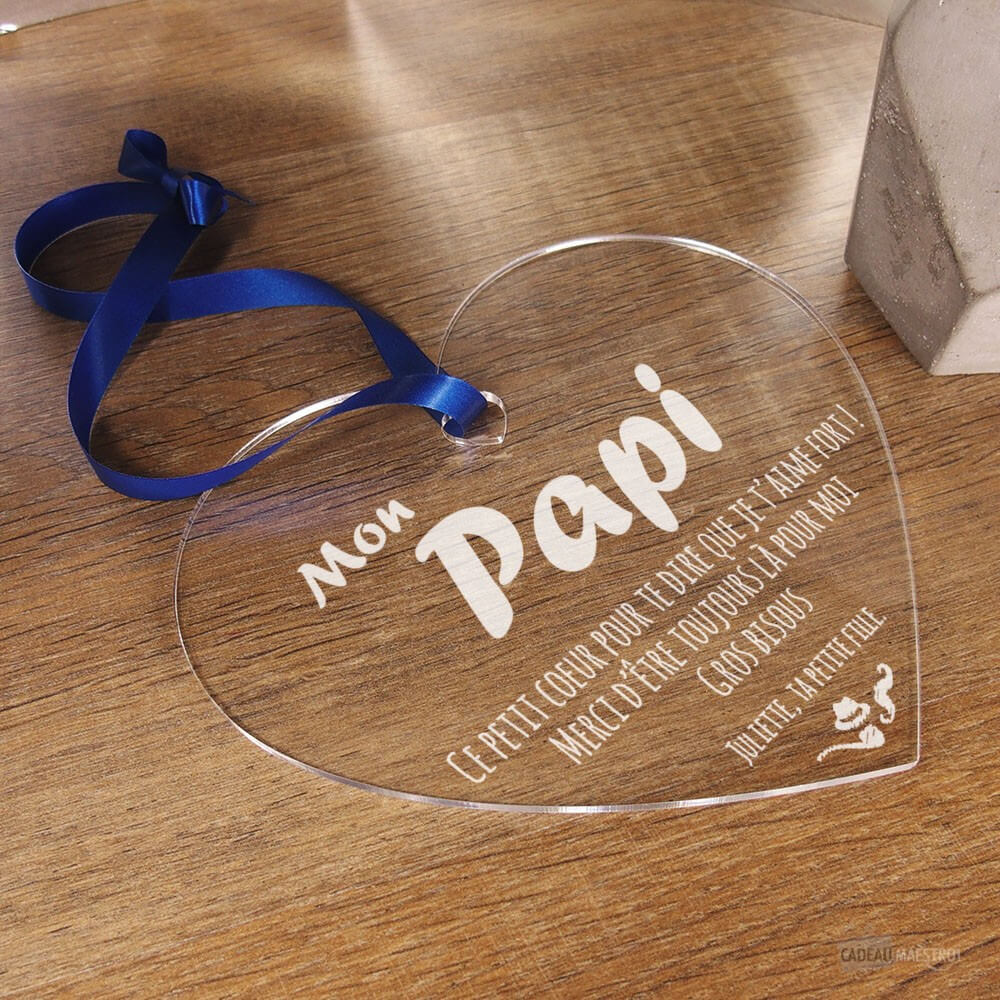 Coeur Papy à Personnaliser - Cœur Gravé CadoMaestro