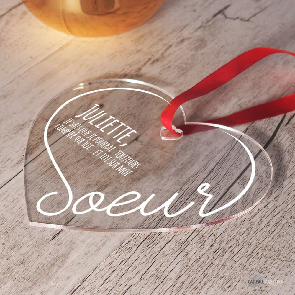 Coeur Soeur à Personnaliser - Cœur Gravé