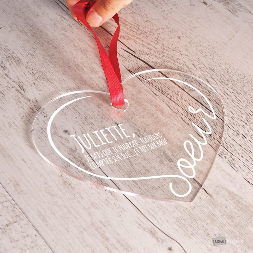Coeur Soeur à Personnaliser - Cœur Gravé CadoMaestro