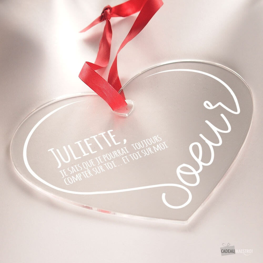 Coeur Soeur à Personnaliser - Cœur Gravé CadoMaestro