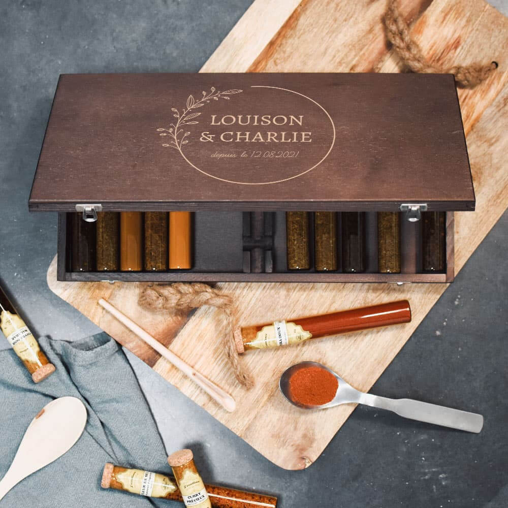 Coffret 14 Tubes à Épices Mariage à Personnaliser Excellence - Coffrets d'Épices