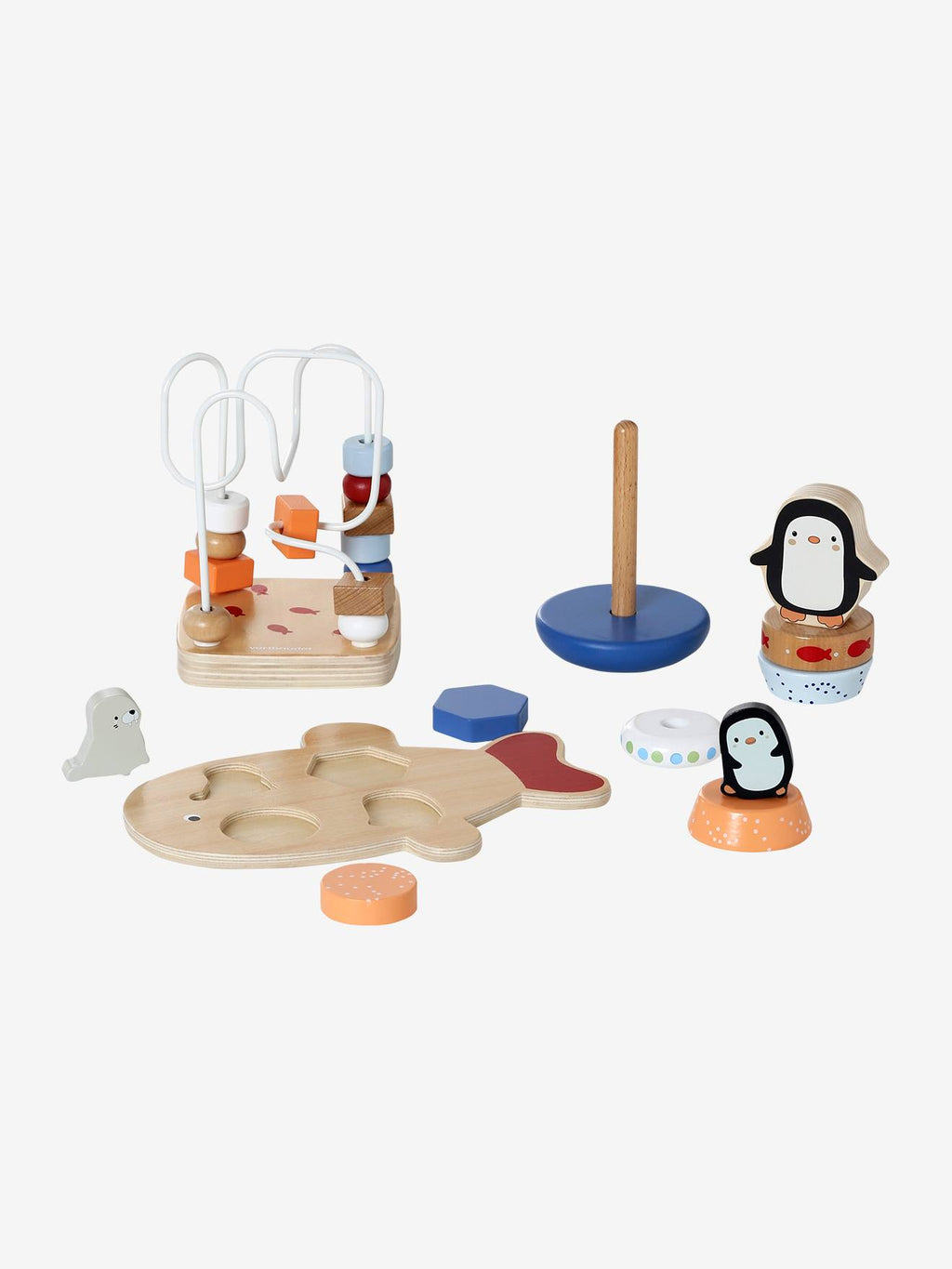 Coffret 3 jeux d'éveil banquise en bois FSC blanc