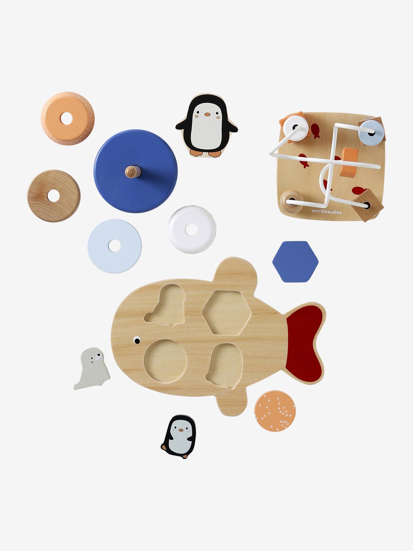 Coffret 3 jeux d'éveil banquise en bois FSC blanc