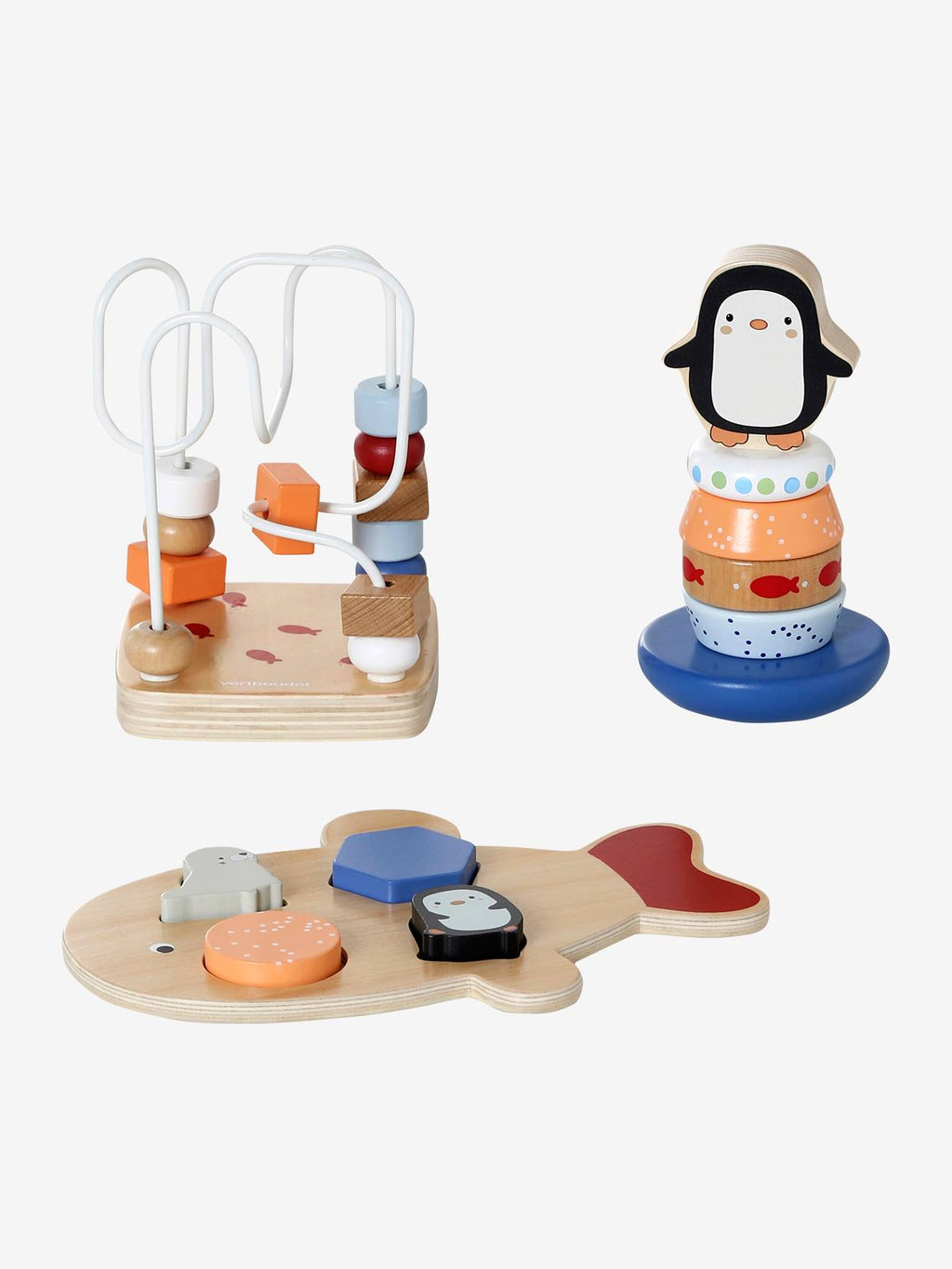 Coffret 3 jeux d'éveil banquise en bois FSC blanc