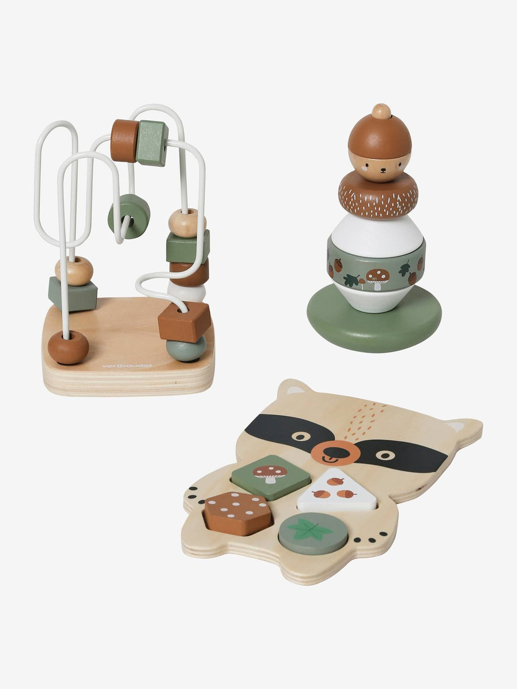 Coffret 3 jeux d'éveil green forest en bois FSC green forest