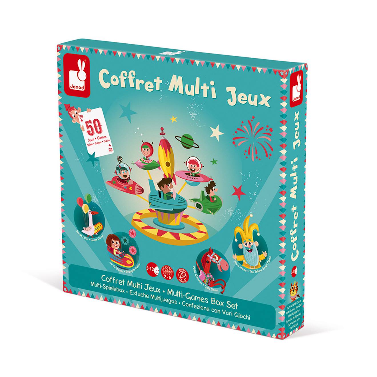 Coffret 50 jeux de sociétés classiques multicolore