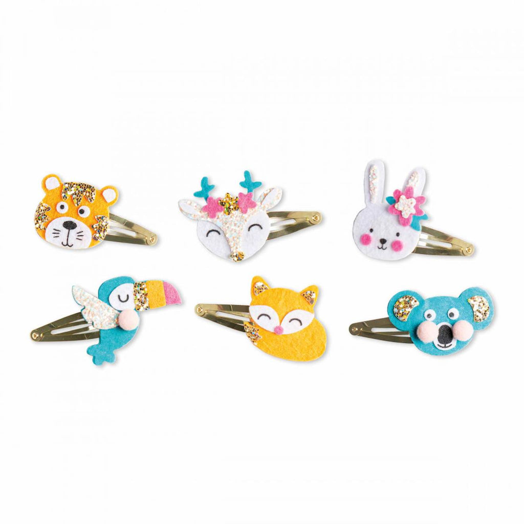Coffret 6 barrettes animaux pailletés jaune