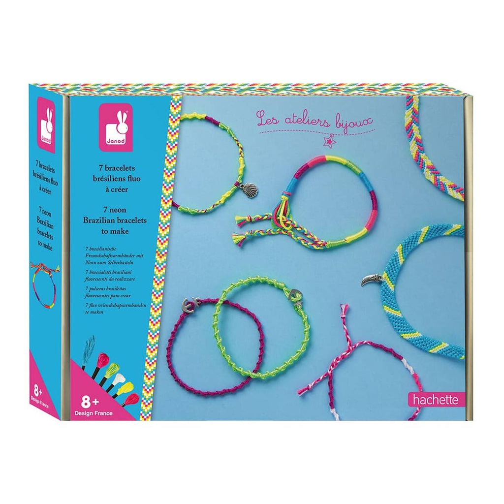 Coffret 7 bracelets brésiliens fluo à créer bleu