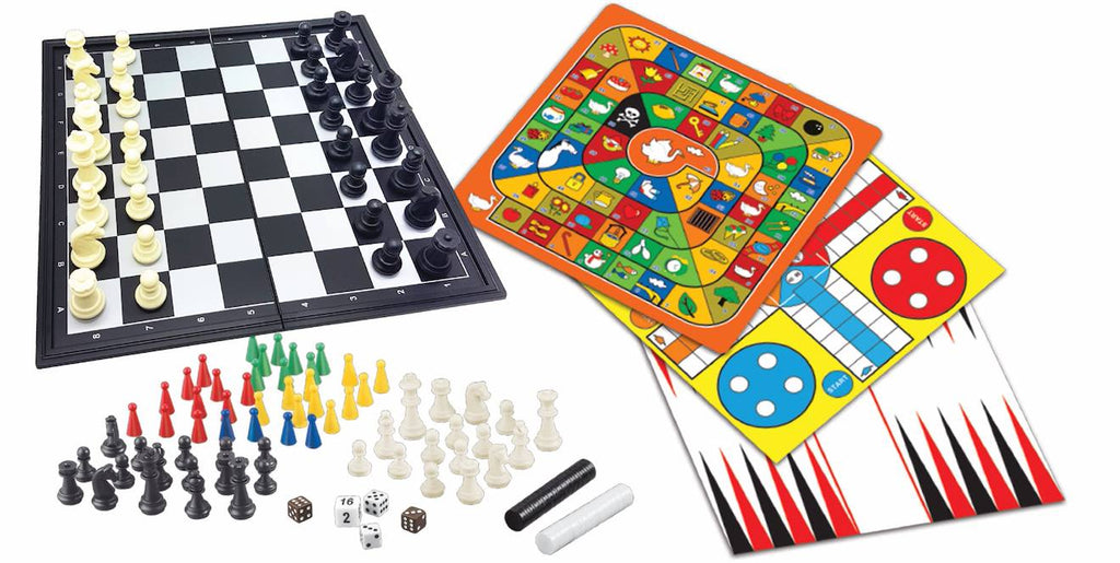 Coffret 8 jeux de société avec pions magnétiques noir