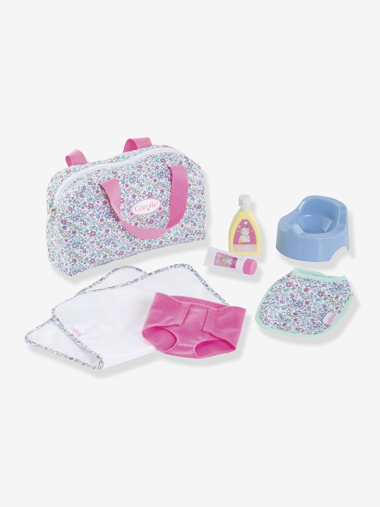 Coffret accessoires à langer fleuri - rose imprimé