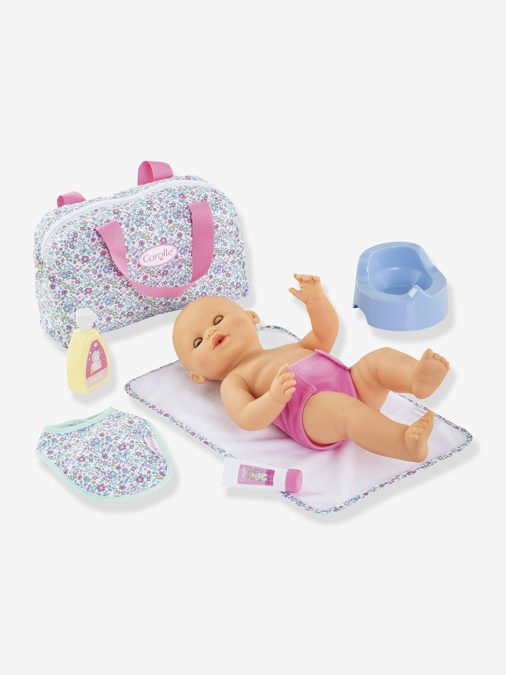 Coffret accessoires à langer fleuri - rose imprimé