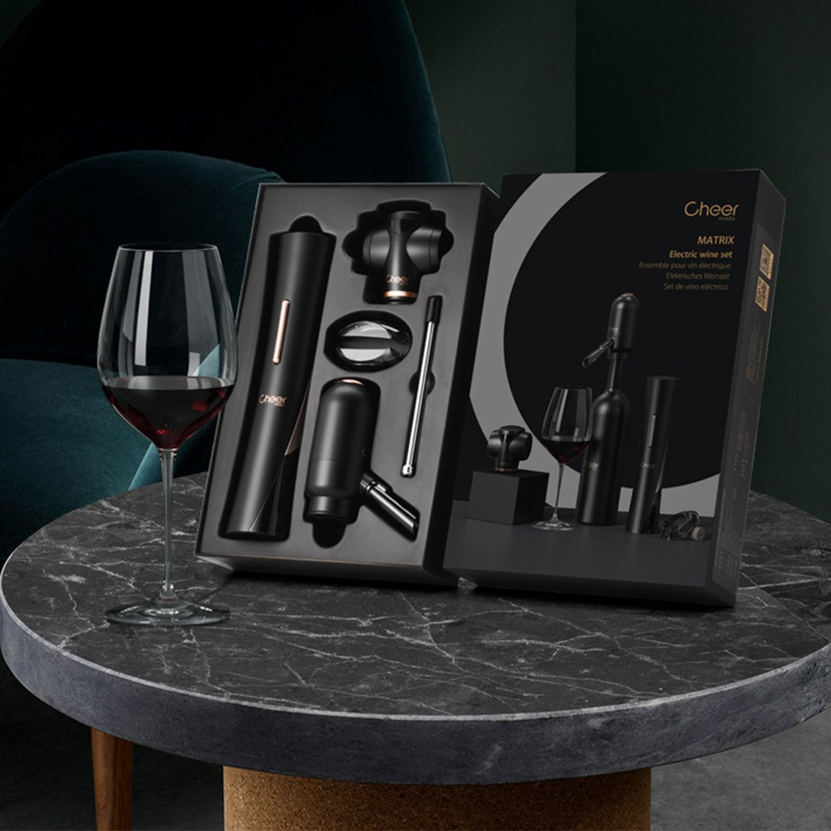 Coffret accessoires à vin électriques
