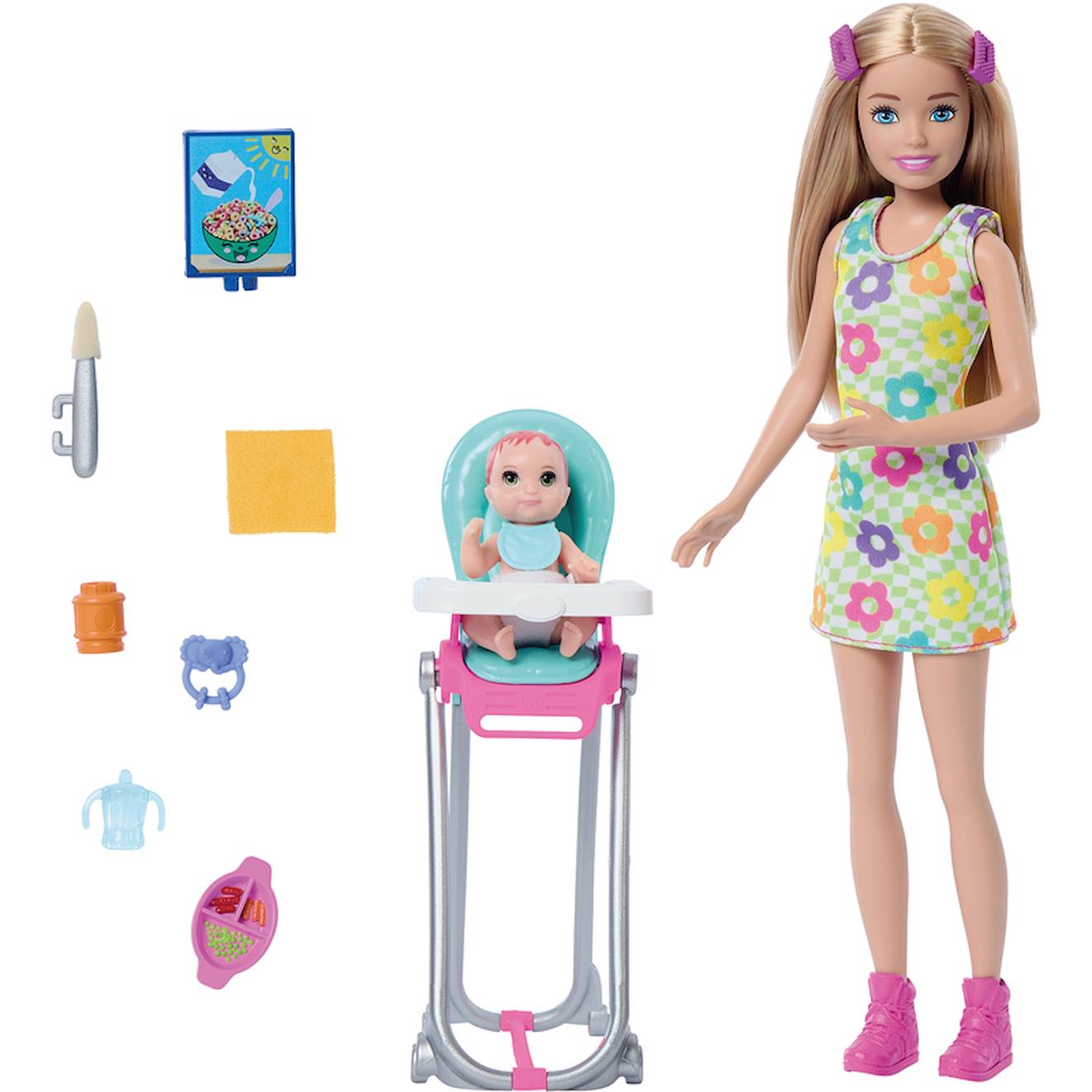 Coffret baby-sitter repas bébé Barbie multicolore