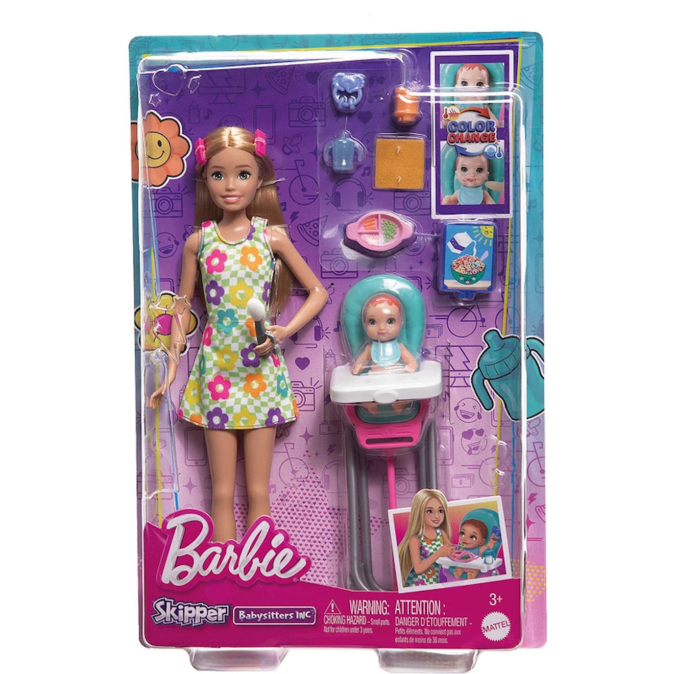 Coffret baby-sitter repas bébé Barbie multicolore