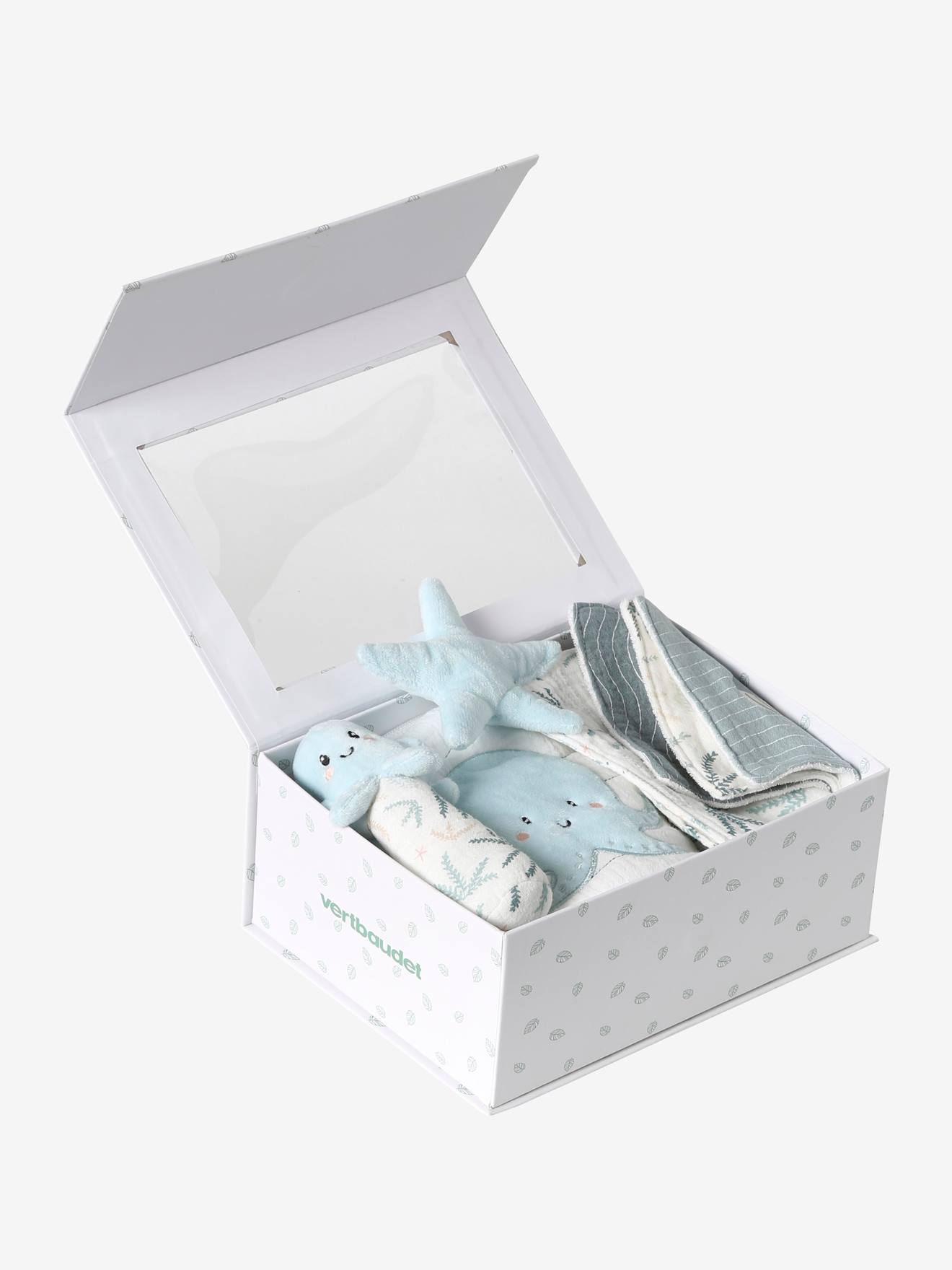 Coffret cadeau naissance sous l'océan bleu grisé