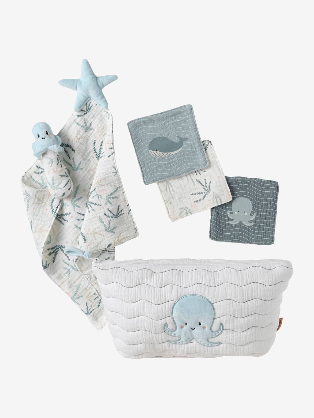 Coffret cadeau naissance sous l'océan bleu grisé