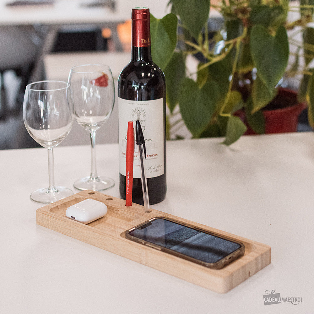 Coffret Chargeur Sans Fil Avec Bouteille de Vin Gigondas Rouge - Vin