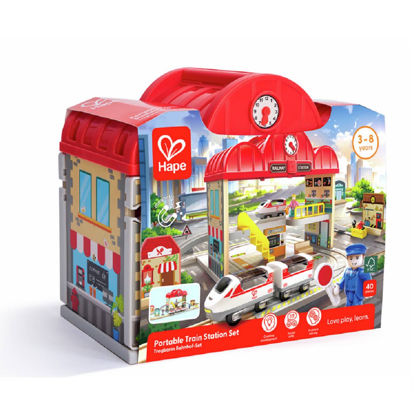 Coffret circuit de train portable rouge