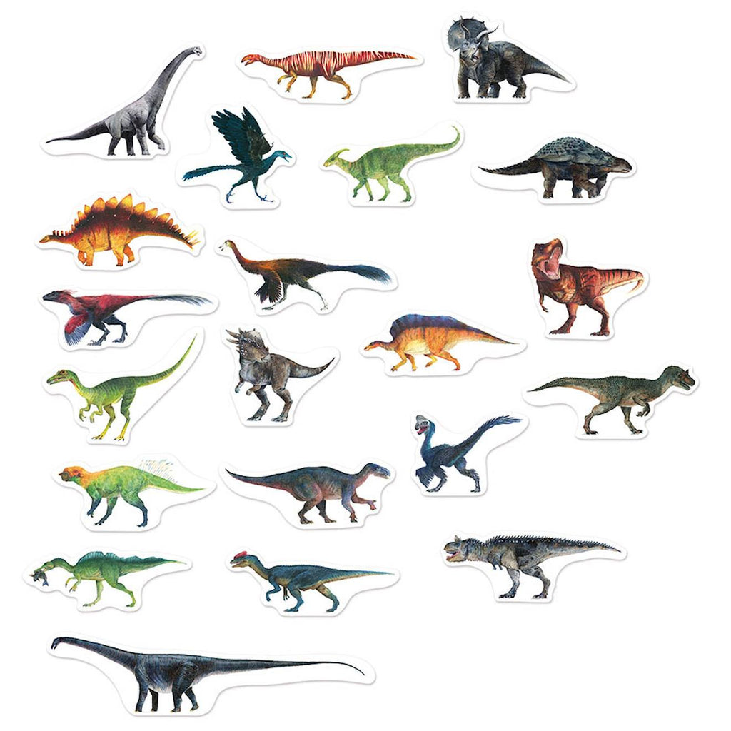 Coffret de 21 magnets dinosaures beige
