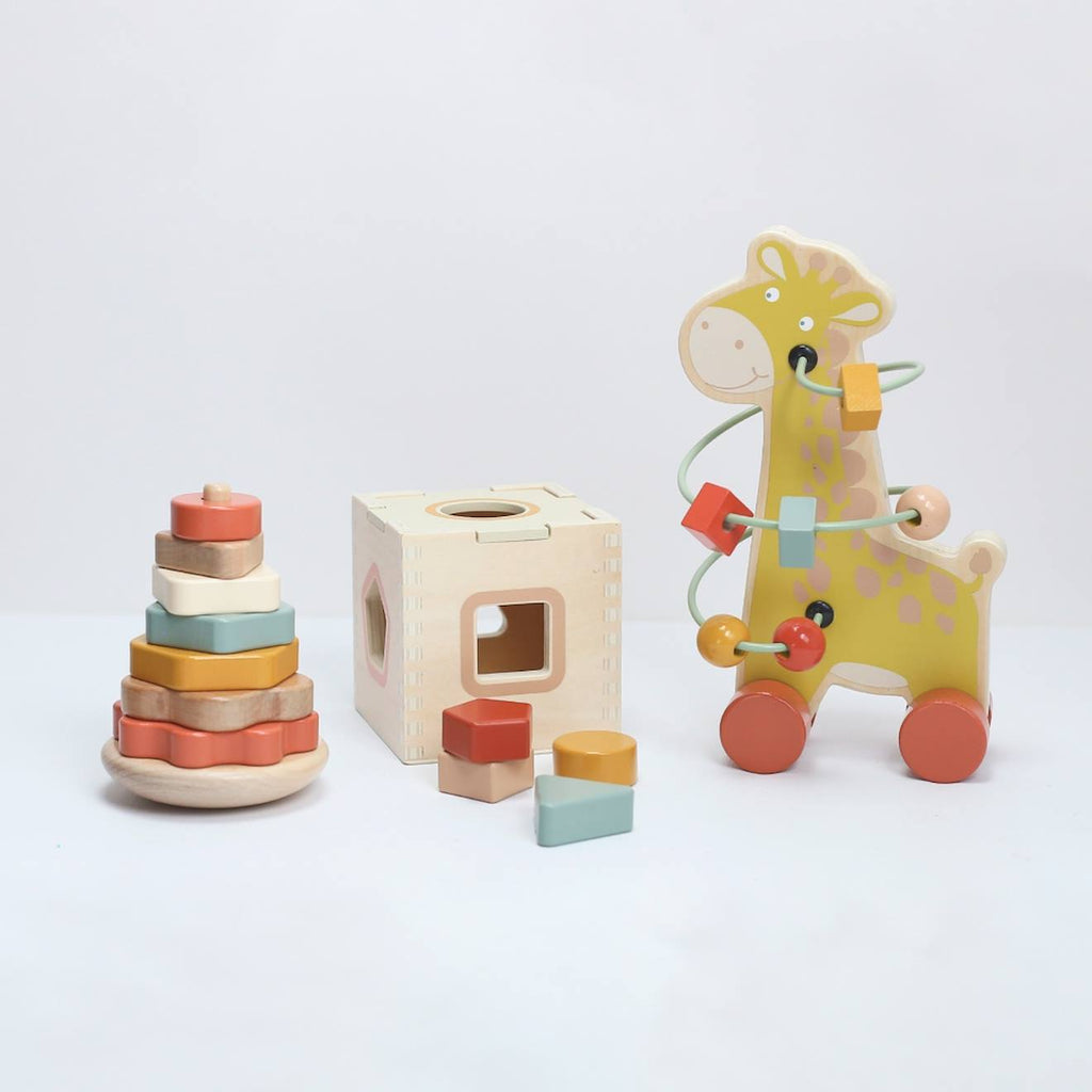 Coffret de 3 jouets d'éveil en bois multicolore