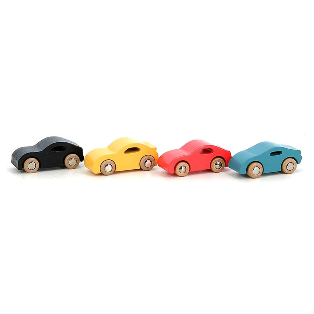 Coffret de 4 voitures en bois super Cars bleu