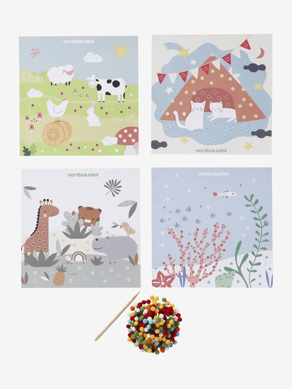 Coffret de tableaux à pompons multicolore