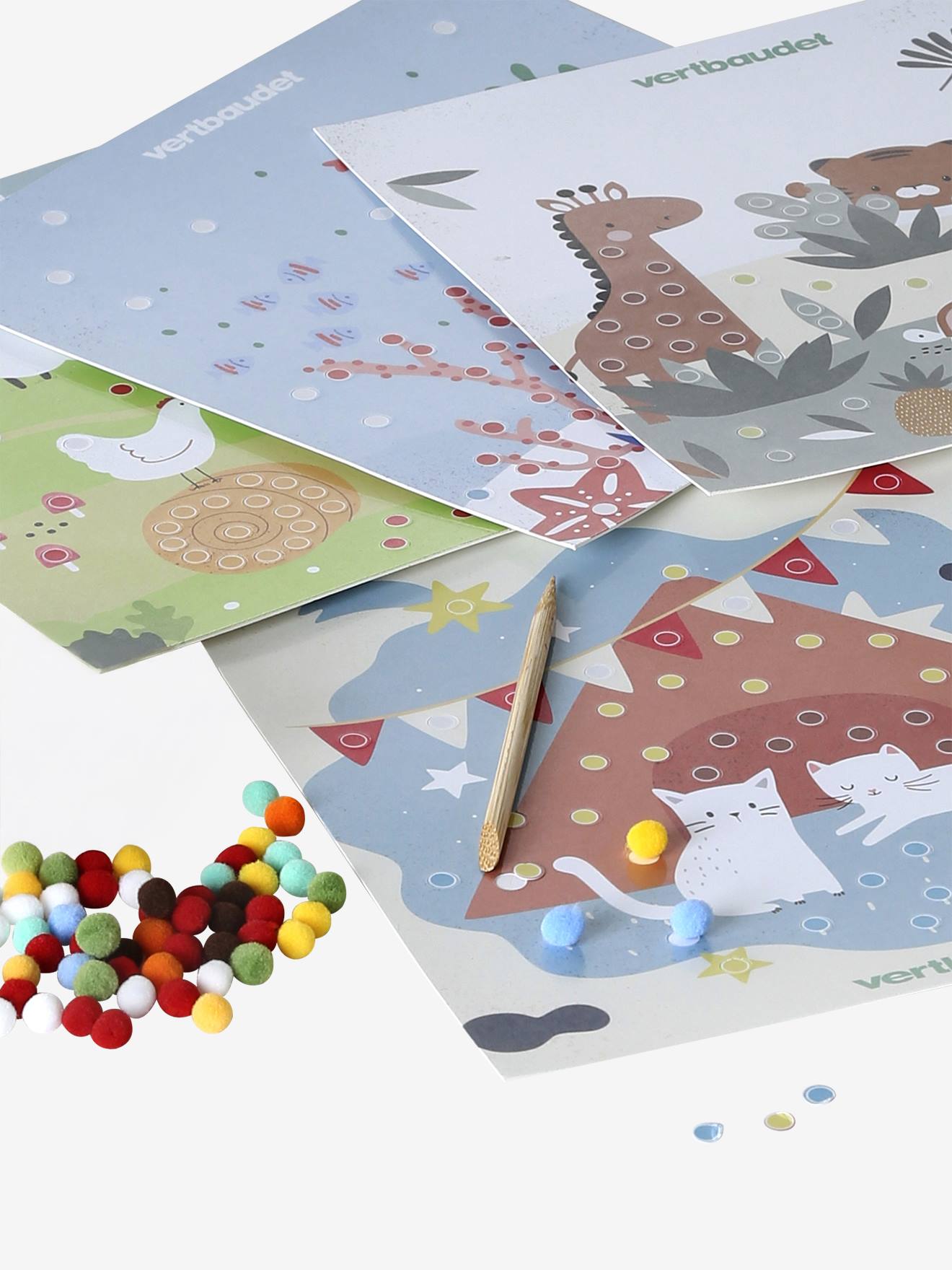 Coffret de tableaux à pompons multicolore