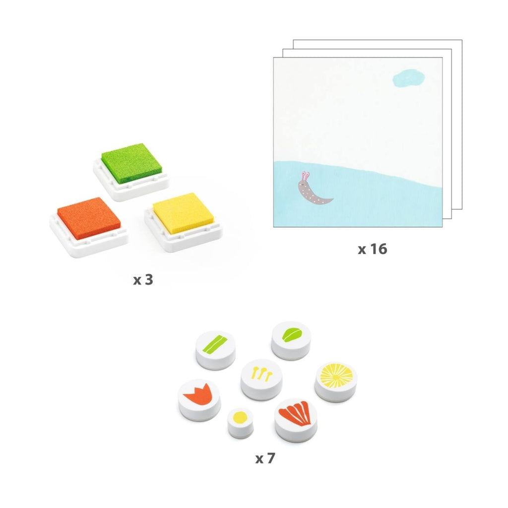 Coffret de tampons fleurs multicolore
