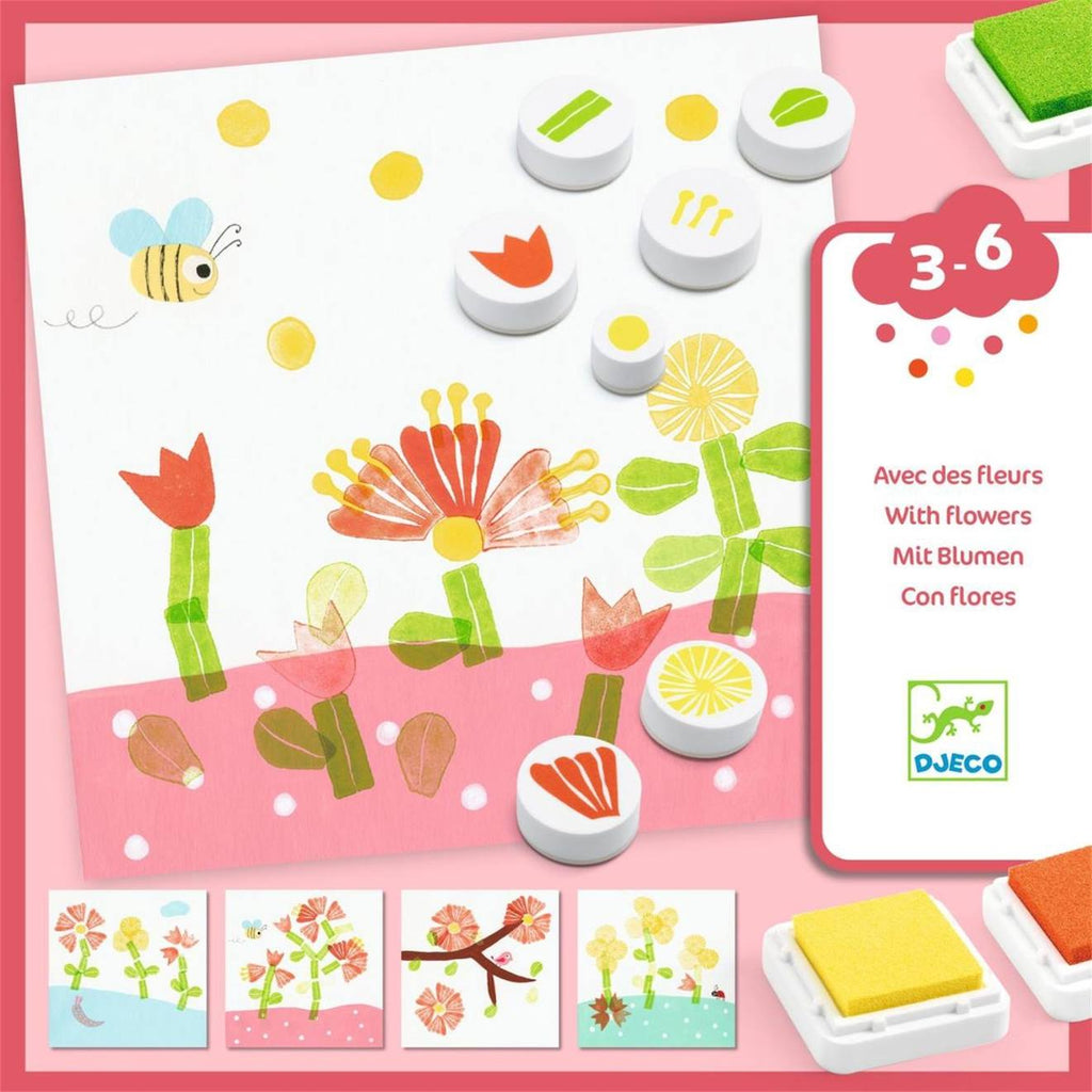 Coffret de tampons fleurs multicolore