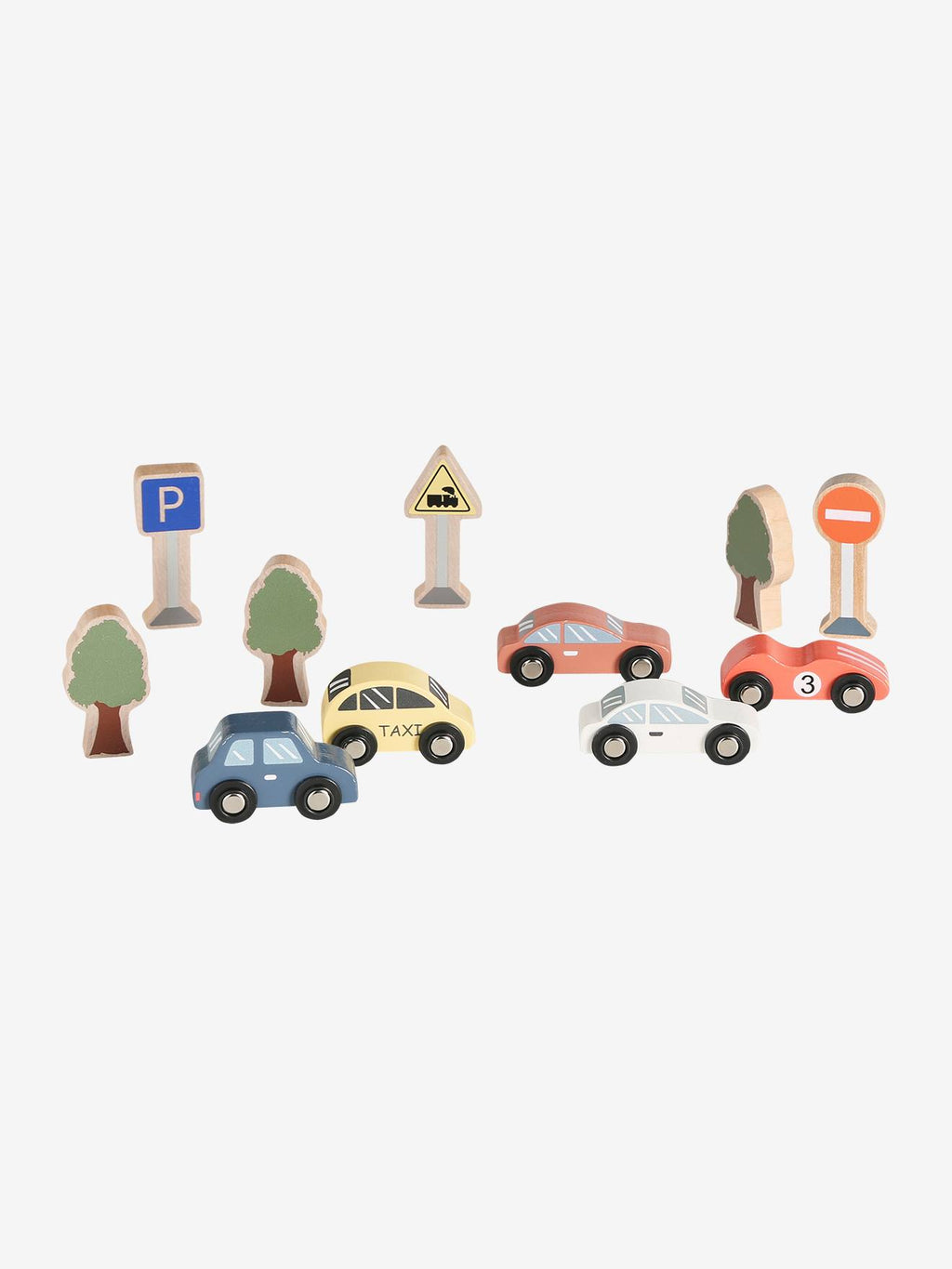 Coffret de véhicules et accessoires en bois FSC multicolore
