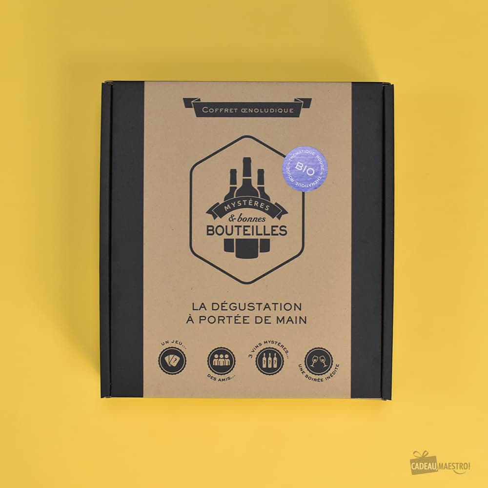 Coffret Dégustation à l'Aveugle Vin Rouge Bio - Vin Mystères et Bonnes Bouteilles
