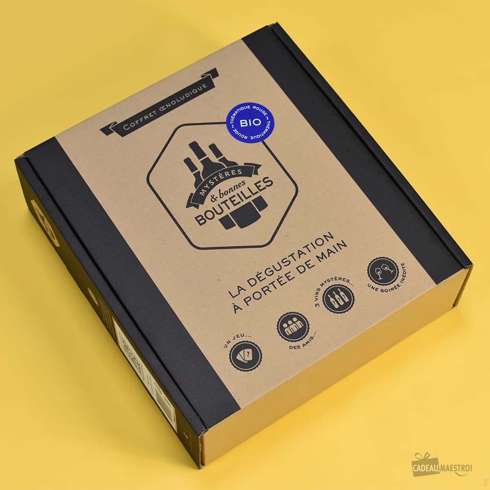 Coffret Dégustation à l'Aveugle Vin Rouge Bio - Vin Mystères et Bonnes Bouteilles