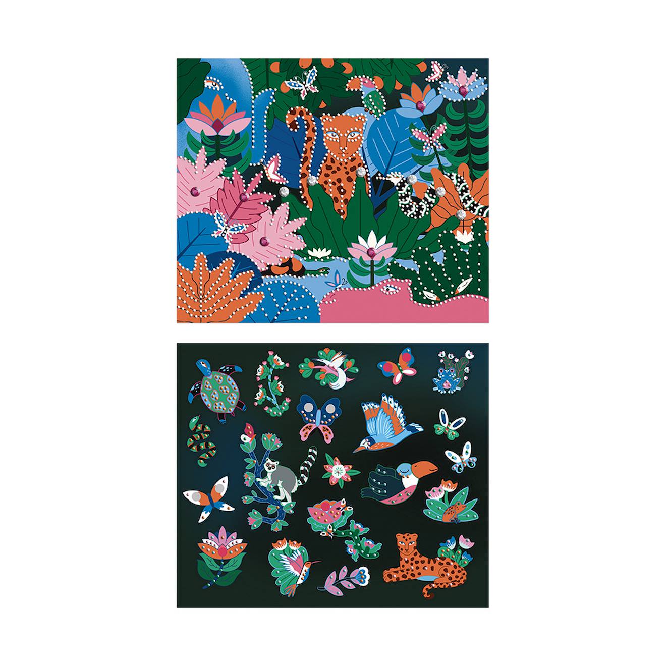 Coffret diamond painting phosphorescents la jungle multicolore
