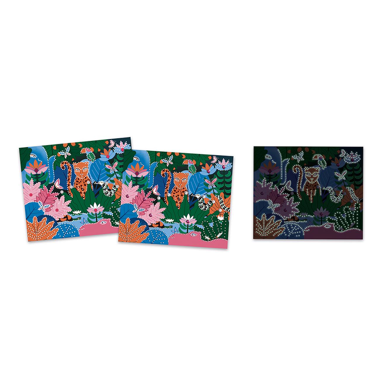 Coffret diamond painting phosphorescents la jungle multicolore