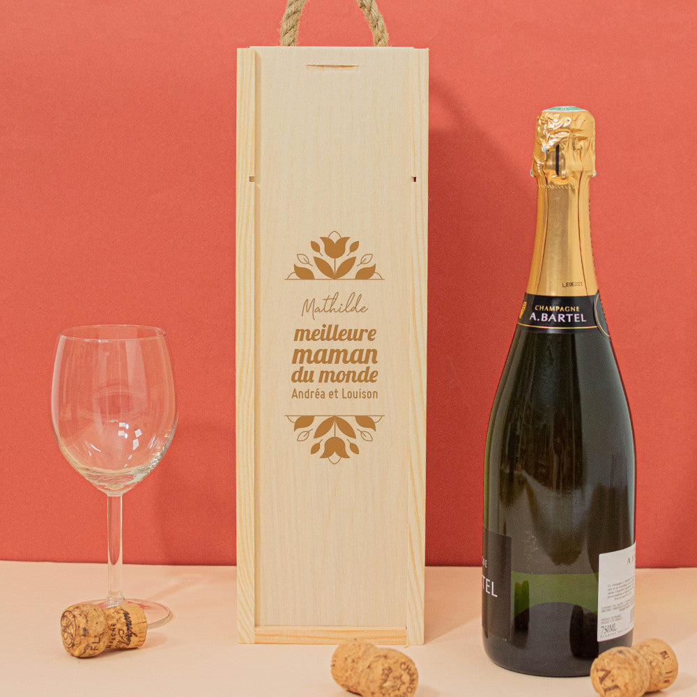 Coffret en Bois Avec Bouteille de Champagne Meilleure à Personnaliser Champagne Mumm Cordon Rouge - Coffret de Vin Personnalisé