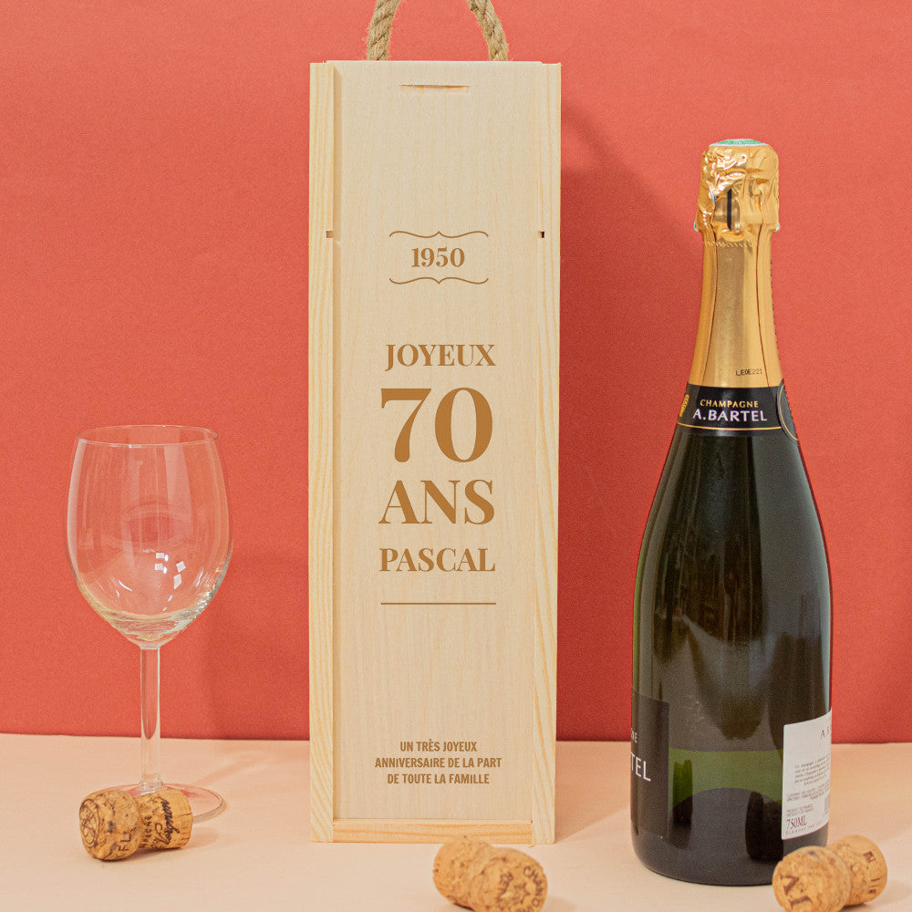 Coffret en Bois Champagne Anniversaire à Personnaliser Champagne Mumm Cordon Rouge - Coffret de Vin Personnalisé