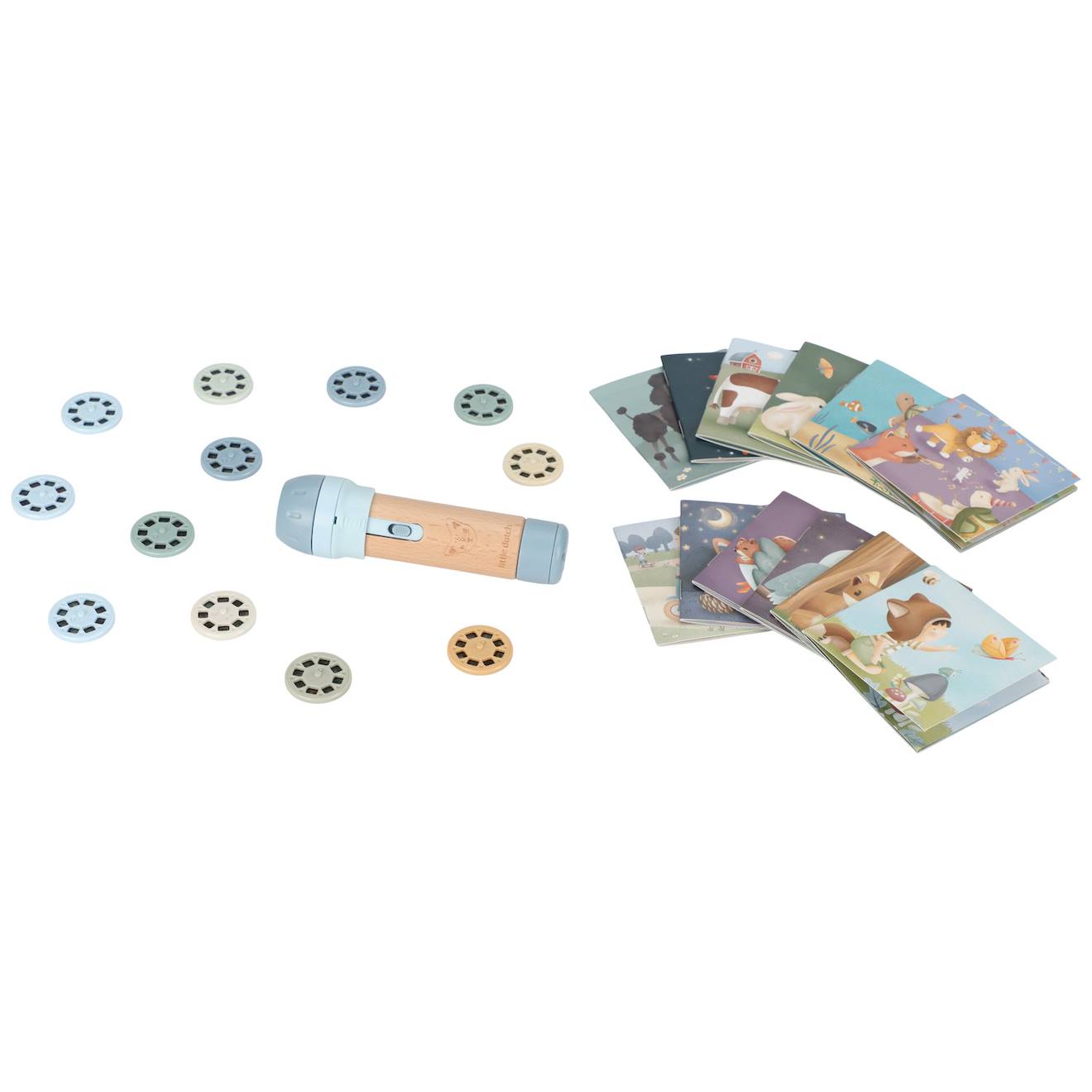 Coffret lampe à histoires fairy garden bleu, bois