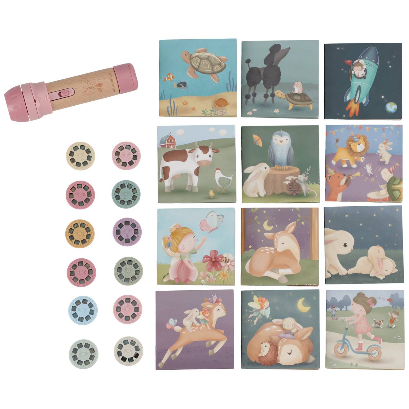 Coffret lampe à histoires fairy garden rose, bois