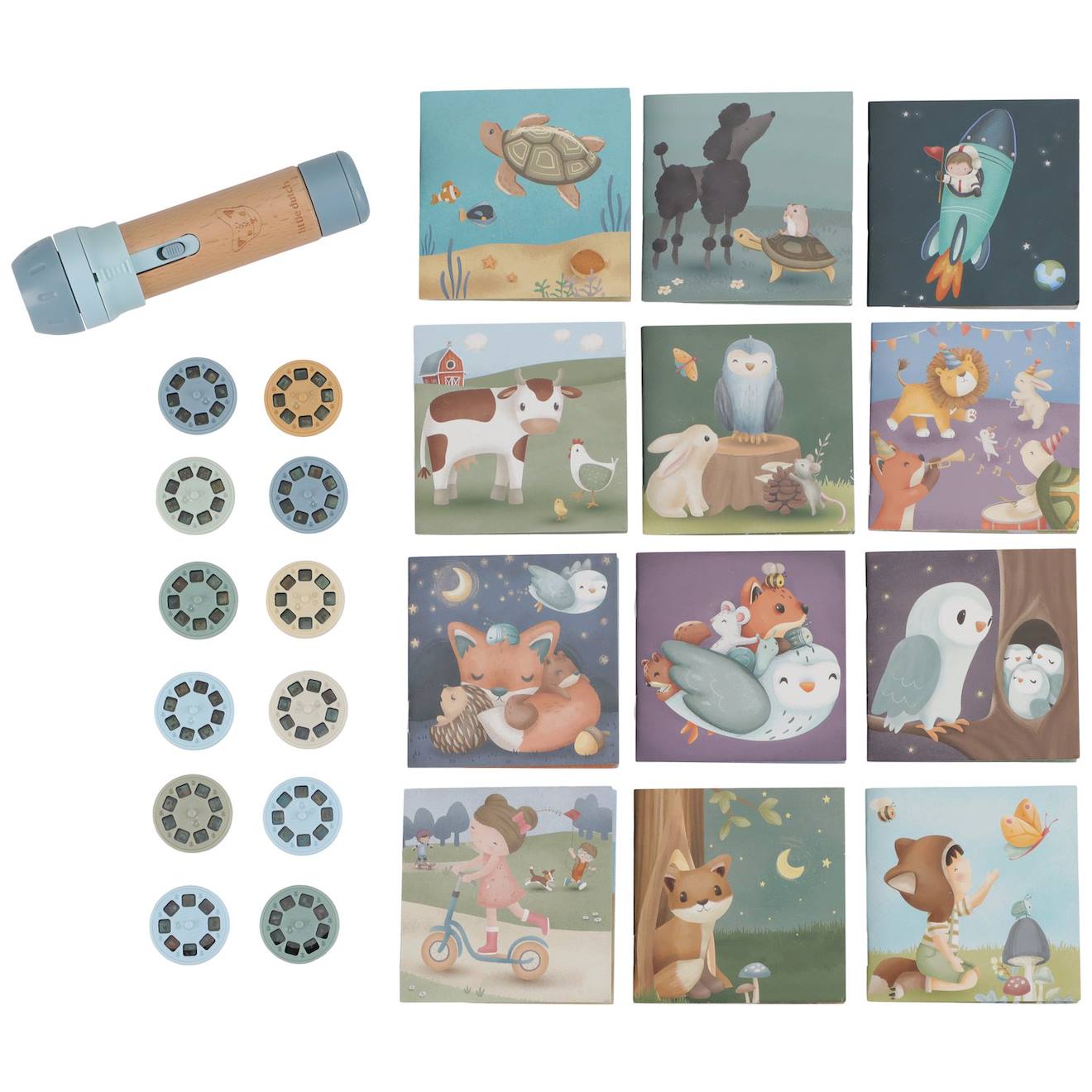 Coffret lampe à histoires fairy garden bleu, bois