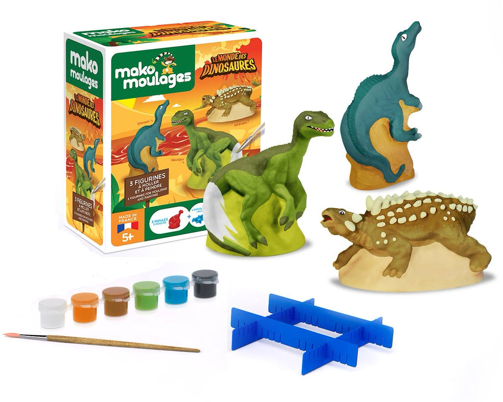 Coffret moulage 3 dinosaures blanc