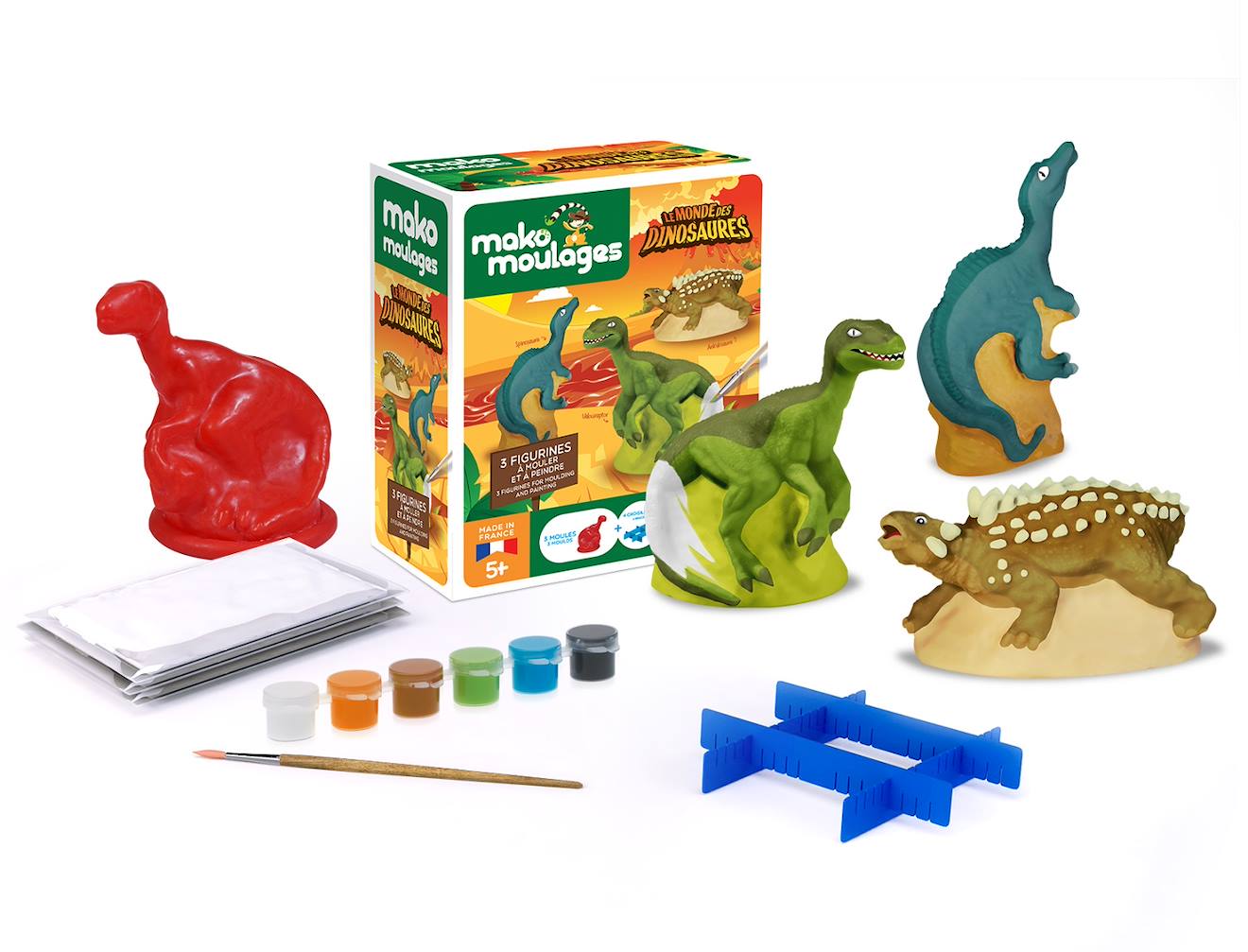 Coffret moulage 3 dinosaures blanc