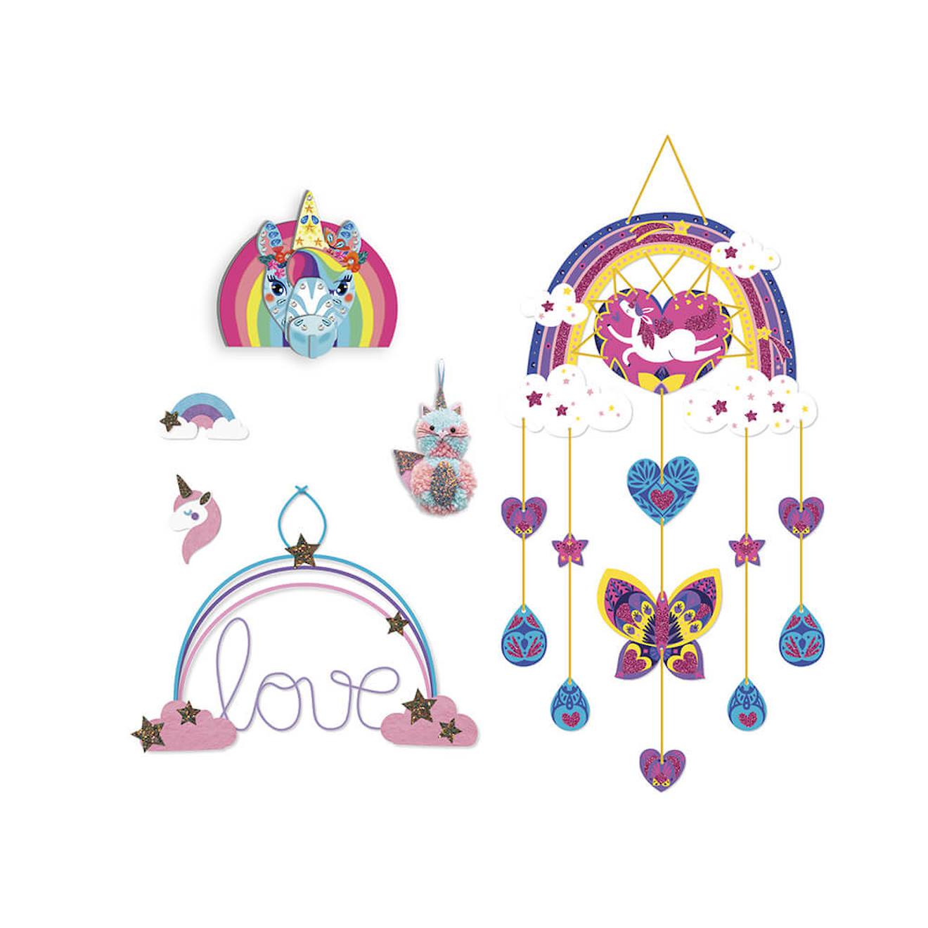 Coffret multi-activités arc-en-ciel rose