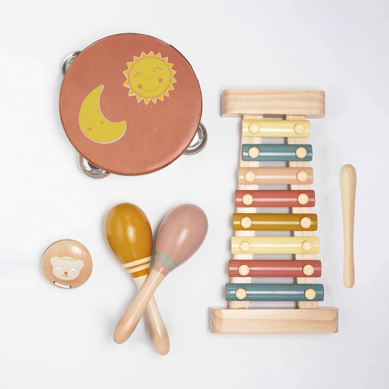 Coffret musical en bois pour bébé multicolore
