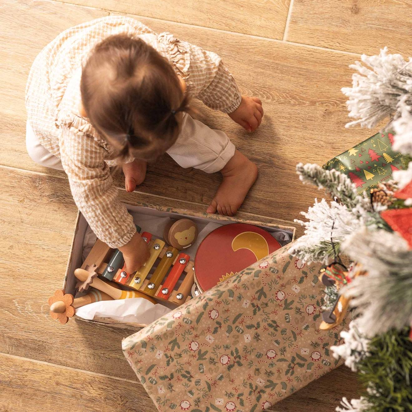 Coffret musical en bois pour bébé multicolore