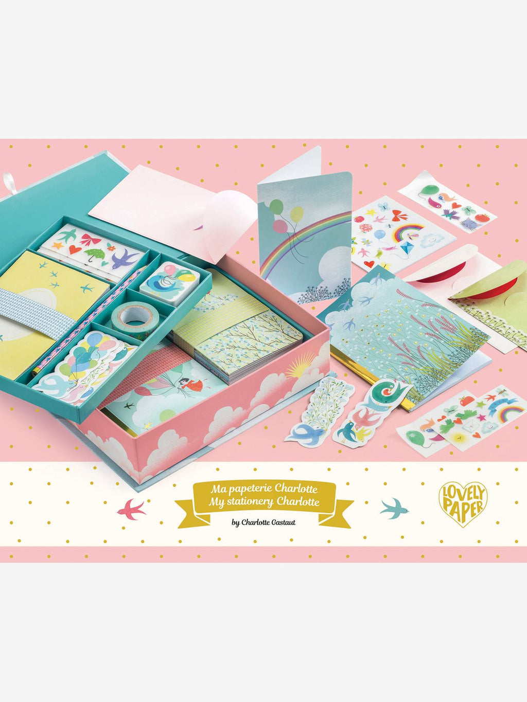 Coffret papeterie charlotte bleu