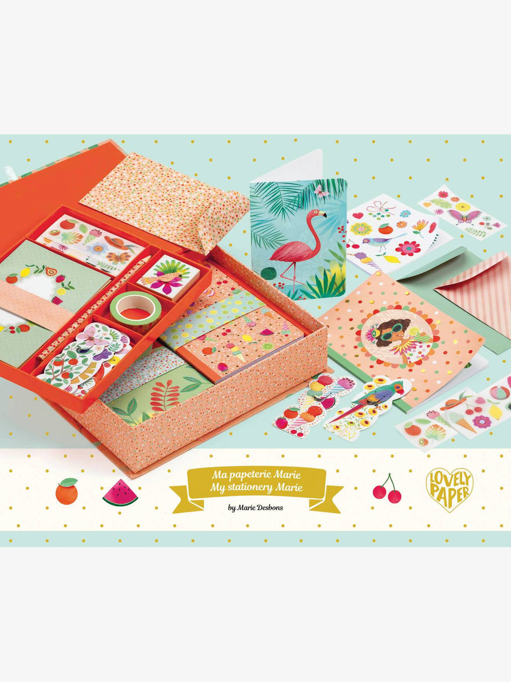 Coffret papeterie marie orange