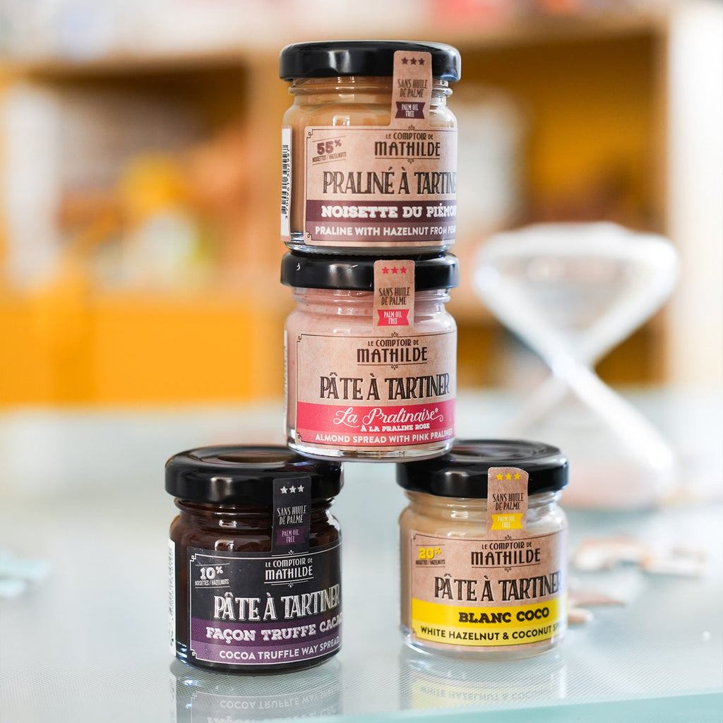 Les 4 saveurs de pâtes à tartiner du coffret cadeau